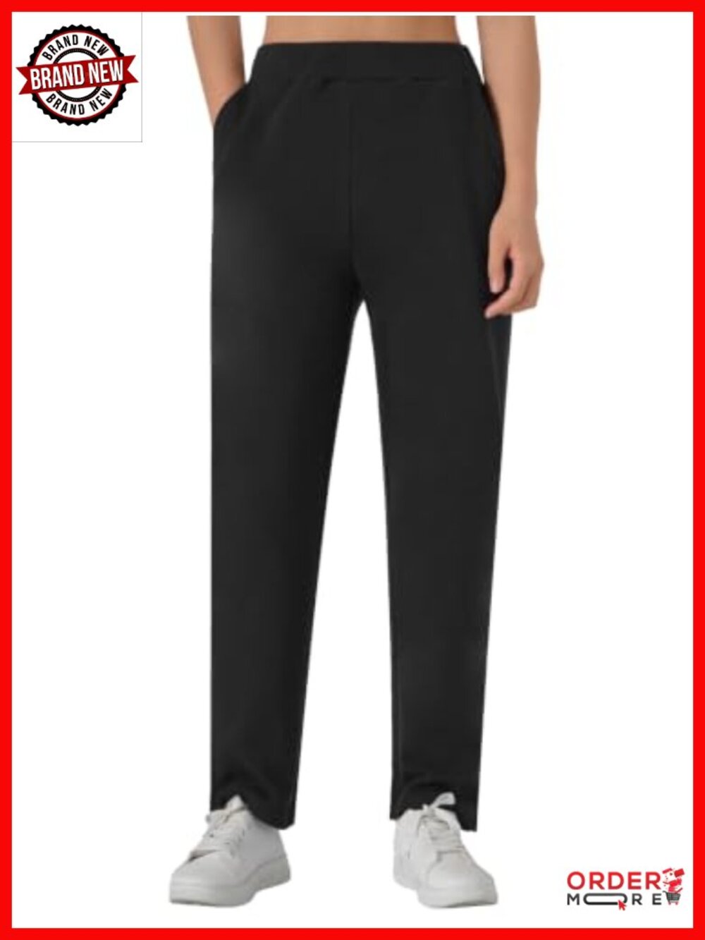 Petite Elastic Waist Cotton Knit Pull On Pants Slacks for Women 25.5 Inseam